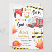 Little Firefighter Boy Birthday Invitation Kaart (Voorkant)
