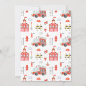 Little Firefighter Boy Birthday Invitation Kaart (Achterkant)