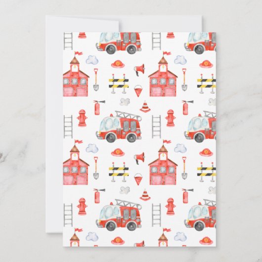 Little Firefighter Boy Birthday Invitation Kaart (Achterkant)