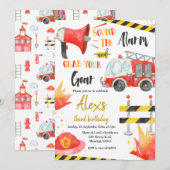 Little Firefighter Boy Birthday Invitation Kaart (Voorkant / Achterkant)
