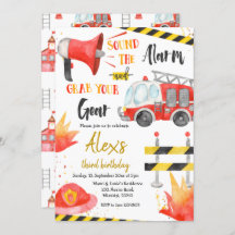 Little Firefighter Boy Birthday Invitation