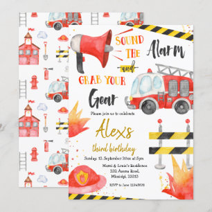 Little Firefighter Boy Birthday Invitation Kaart