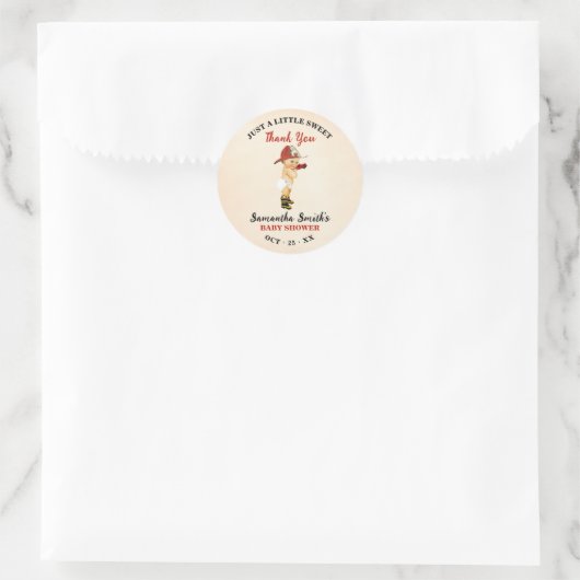 Little Firefighter Red Baby shower Dank je Ronde Sticker (Tas)