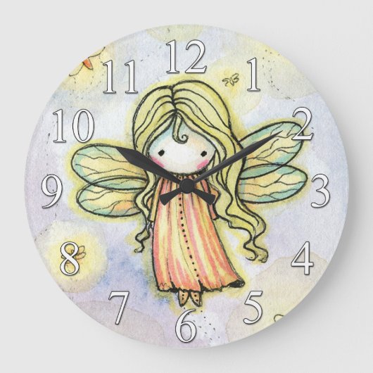 Little Firefly Fairy Girls-klok Grote Klok (Voorkant)