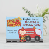 Little Fireman Custom Fire Truck Birthday Kaart (Staand voorkant)