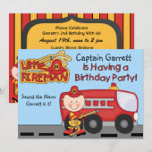 Little Fireman Custom Fire Truck Birthday Kaart (Voorkant / Achterkant)