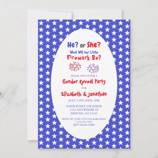 Little Fireworks American Gender onthulling Kaart (Voorkant)