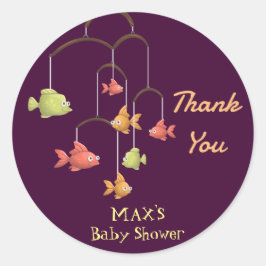 Little Fish Crimson Red Baby Shower Bedankt Ronde Sticker