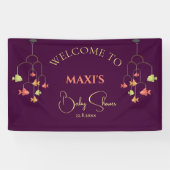 Little Fish Crimson Red Baby shower Welkom Spandoek (Horizontaal)