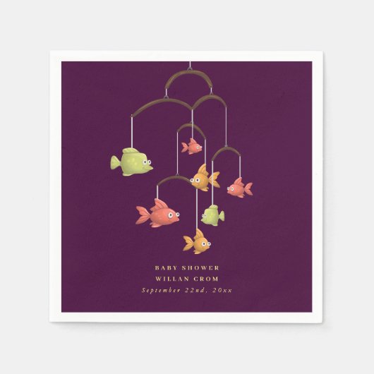 Little Fish Crimson rood Baby shower Servet (Voorkant)