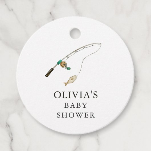 Little Fisherman Baby shower Circle Favorietentjes Bedankjes Labels (Voorkant)