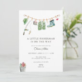 Little Fisherman Baby shower Invitation Kaart (Staand voorkant)