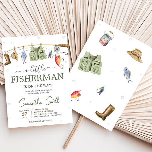 Little Fisherman Baby shower Kaart