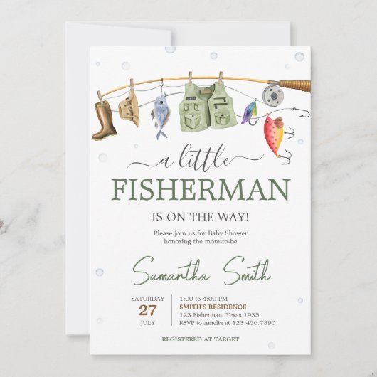 Little Fisherman Baby shower Kaart (Voorkant)