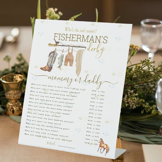 Little Fisherman Baby shower Mama of Daddy Game Reclamebord Met Voetstuk