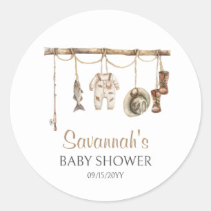 Little Fisherman Baby shower Ronde Sticker