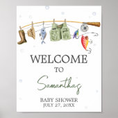 Little Fisherman Baby shower Welkom Poster (Voorkant)
