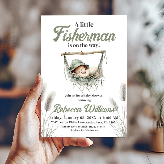 Little Fisherman Boy Gevist Baby shower Kaart