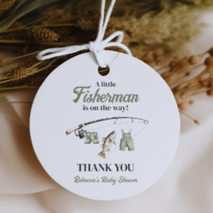 Little Fisherman Clothesline Gevist Baby shower Bedankjes Labels