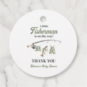 Little Fisherman Clothesline Gevist Baby shower Bedankjes Labels (Voorkant)