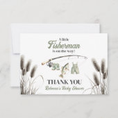 Little Fisherman Clothesline Gevist Baby shower Bedankkaart (Voorkant)