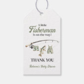 Little Fisherman Clothesline Gevist Baby shower Cadeaulabel (Voorkant)