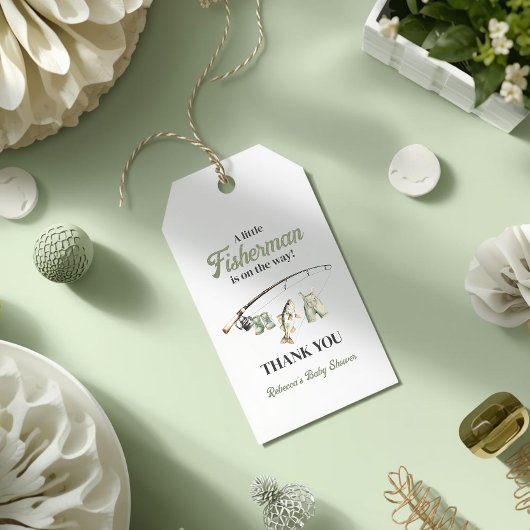 Little Fisherman Clothesline Gevist Baby shower Cadeaulabel