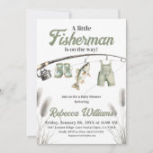 Little Fisherman Clothesline Gevist Baby shower Kaart (Voorkant)