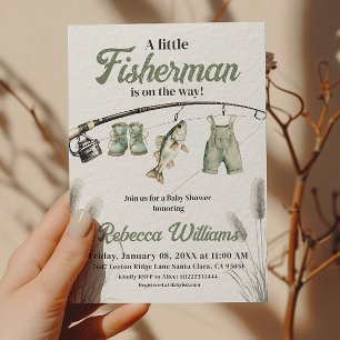 Little Fisherman Clothesline Gevist Baby shower Kaart