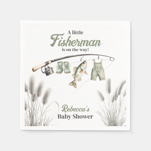 Little Fisherman Clothesline Gevist Baby shower Servet (Voorkant)
