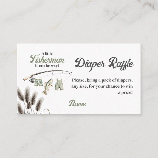 Little Fisherman Gevist Baby shower Luier Raffle Informatiekaartje (Voorkant)