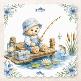 Little Fisherman Papieren Bord Ontwerp Kartonnen Onderzetters