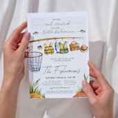 Little Fisherman Rustic Boy Baby shower Kaart