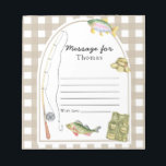 Little Fisherman Time Capsule-bericht Notitieblok<br><div class="desc">Waterverf hengel,  vis,  visser Panama pet met haak en spinner,  visvest. Bruine kooi.</div>