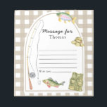 Little Fisherman Time Capsule-bericht Notitieblok<br><div class="desc">Waterverf hengel,  vis,  visser Panama pet met haak en spinner,  visvest. Bruine kooi.</div>
