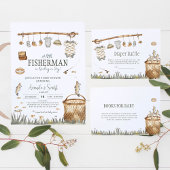 Little Fisherman Waterverf Gevist Baby shower Kaart