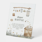 Little Fisherman Waterverf Gevist Luier Raffle Reclamebord Met Voetstuk (Voorkant)