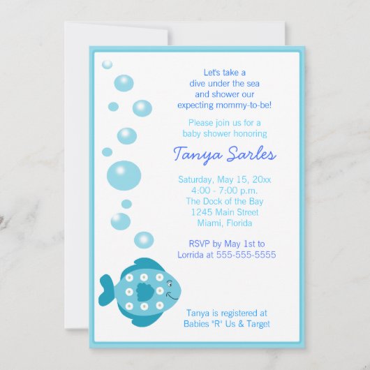 Little Fishing Ocean 5x7 Baby shower Invitation Kaart (Voorkant)