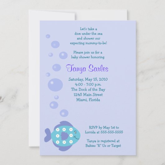 Little Fishing Ocean 5x7 Baby shower Invitation Kaart (Voorkant)