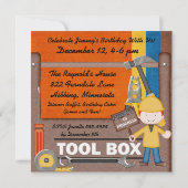 Little Fix-it Man Custom Birthday Invitations Kaart (Achterkant)