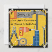 Little Fix-it Man Custom Birthday Invitations Kaart (Voorkant)