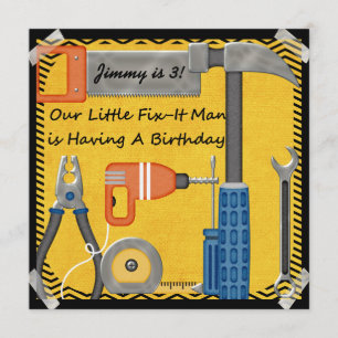 Little Fix-it Man Custom Birthday Invitations Kaart