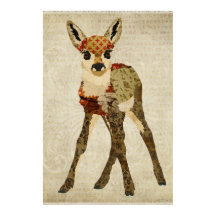Little Floral Fawn Art Poster