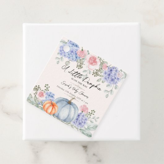 Little Floral Pumpkin Halloween Herfst Baby shower Bedankjes Labels (In situ)