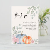 Little Floral Pumpkin Halloween Herfst Baby shower Bedankkaart (Staand voorkant)