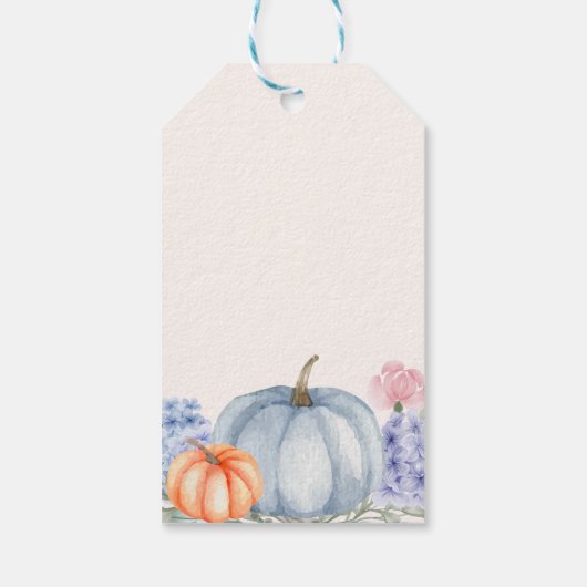 Little Floral Pumpkin Halloween Herfst Baby shower Cadeaulabel (Achterkant)
