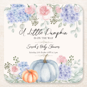 Little Floral Pumpkin Halloween Herfst Baby shower Kartonnen Onderzetters
