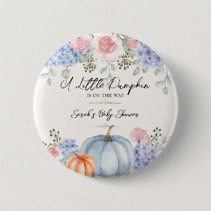 Little Floral Pumpkin Halloween Herfst Baby shower Ronde Button 5,7 Cm