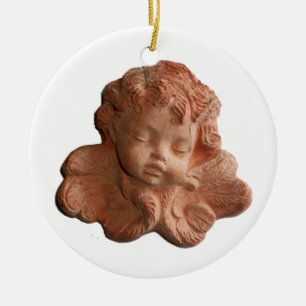 LITTLE FLORENTINE ANGEL Red Ruby Gem Stone Keramisch Ornament