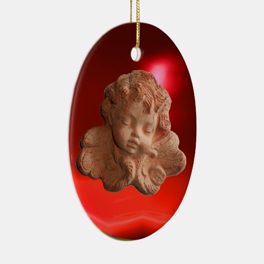 LITTLE FLORENTINE ANGEL Red Ruby Gem Stone Keramisch Ornament (Rechts)